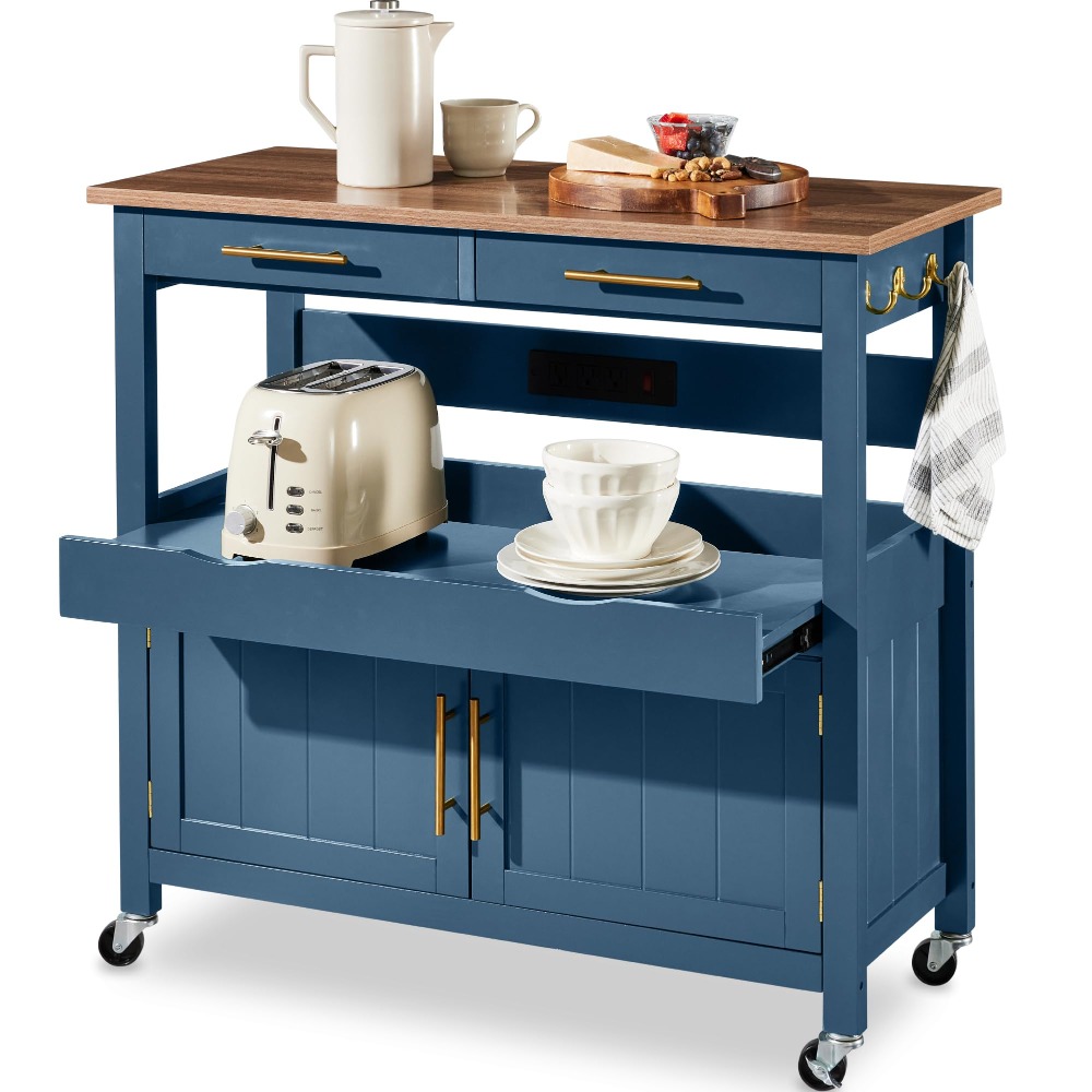 Outdoor Kitchen Power Outlet - 91 cm grote rollende keukenkar, 2-deurs