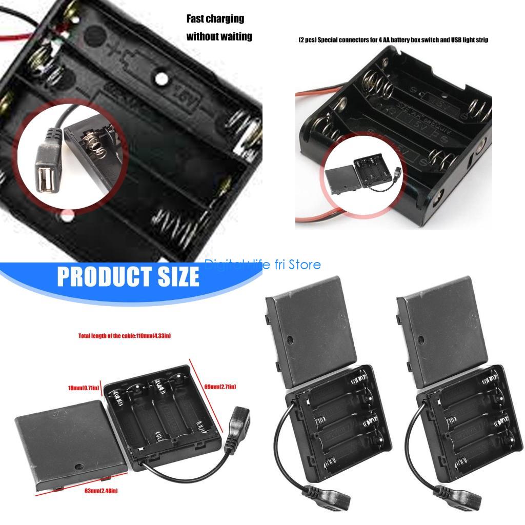 Outdoor Use Power Strip - E06D 4 slots batterijhouder USB-lichtnetadapter schakelbare