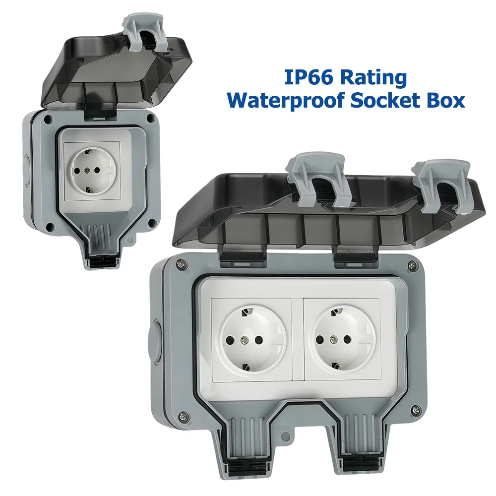 Outdoor Power Point Cover - Waterdichte buitenstopcontact, dubbele stopcontact met beschermkap,