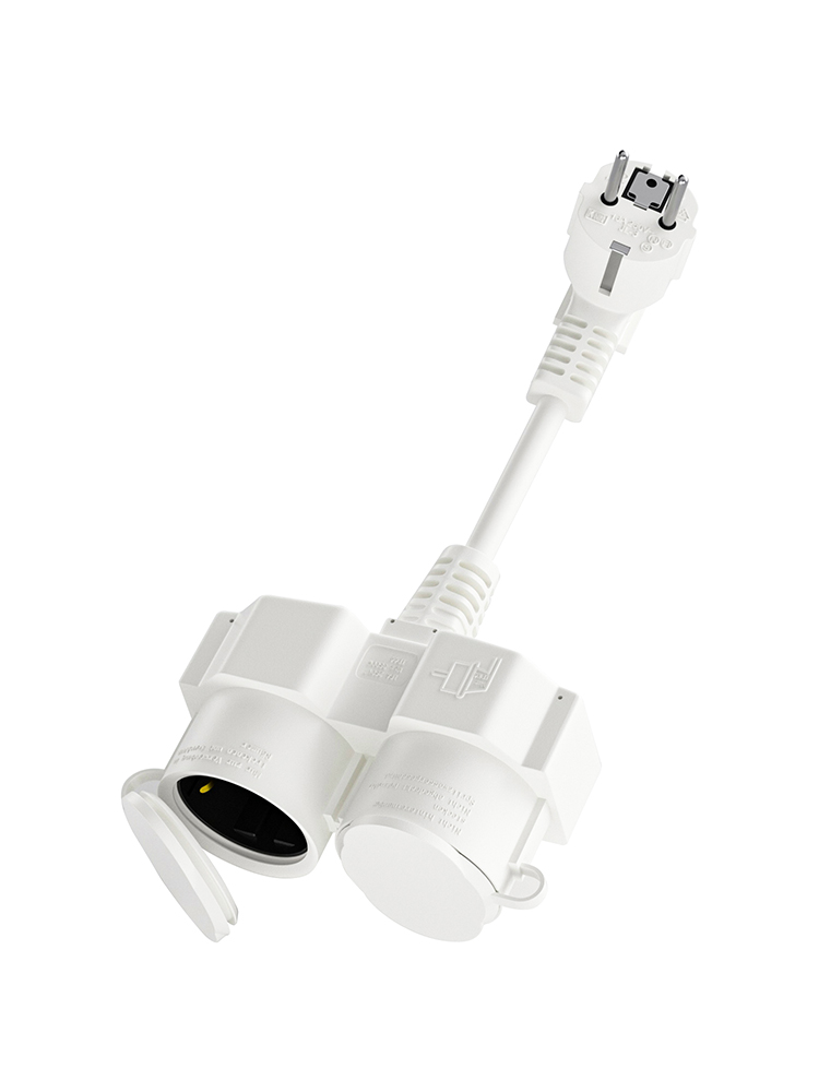 Outdoor Power Socket Cover - EU Verlengkabel met 2 Schuko-aansluitingen, meervoudige