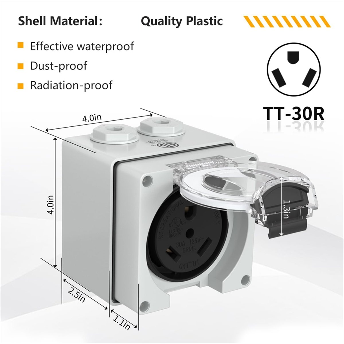 Outdoor Power Receptacle - HHTL 30Amp stopcontactdoos, 125 volt NEMA