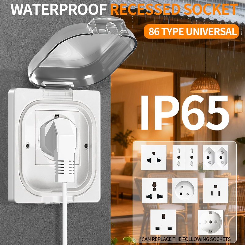 Outdoor Power Receptacle - IP65 waterdichte buitencontactdoos 16A krachtige wandplaat