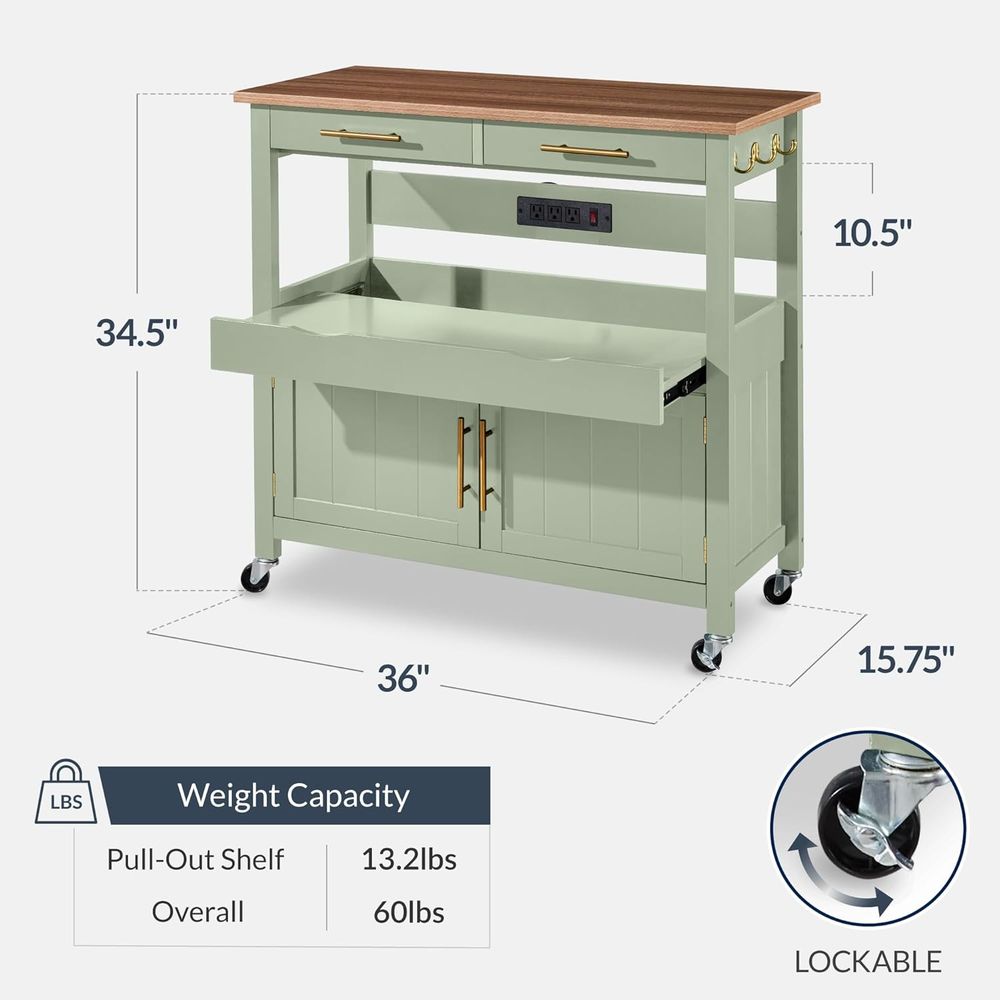 36 inch LarRolling keukeneilan - Outdoor Kitchen Power Outlet recensie en prijs